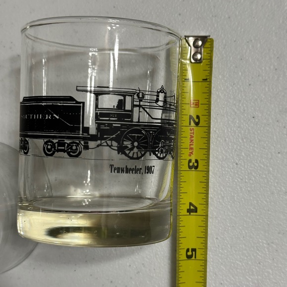 Vintage Train Lowball Drinking Glasses Set of 6 Locomotive Heavy Pacific - Picture 13 of 14